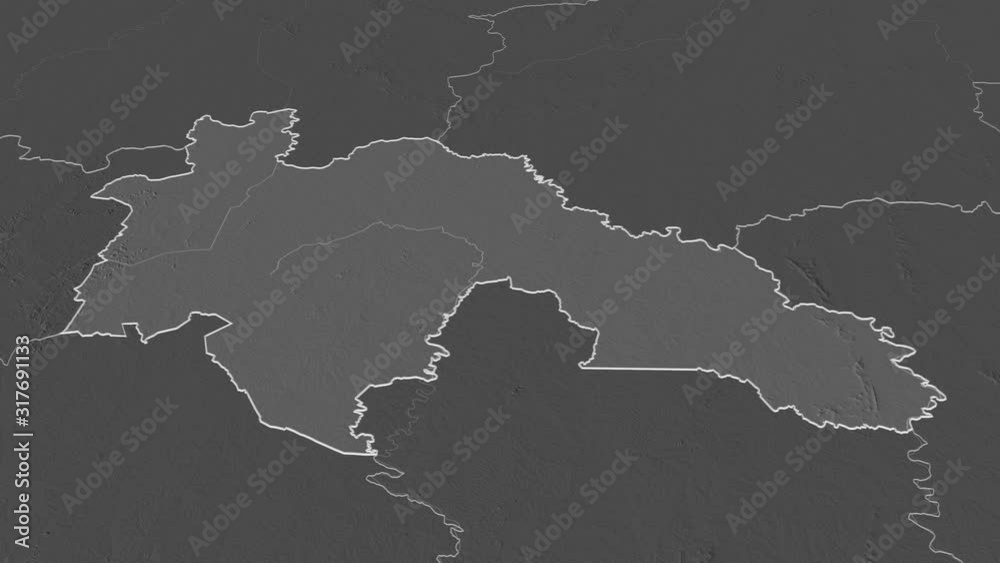 Savanes, district with its capital, zoomed and extruded on the bilevel map of Côte d'Ivoire in the conformal Stereographic projection. Animation 3D Savanes, district with its capital, zoomed and extruded on the bilevel map of Côte d'Ivoire in the conformal Stereographic projection. Animation 3D
