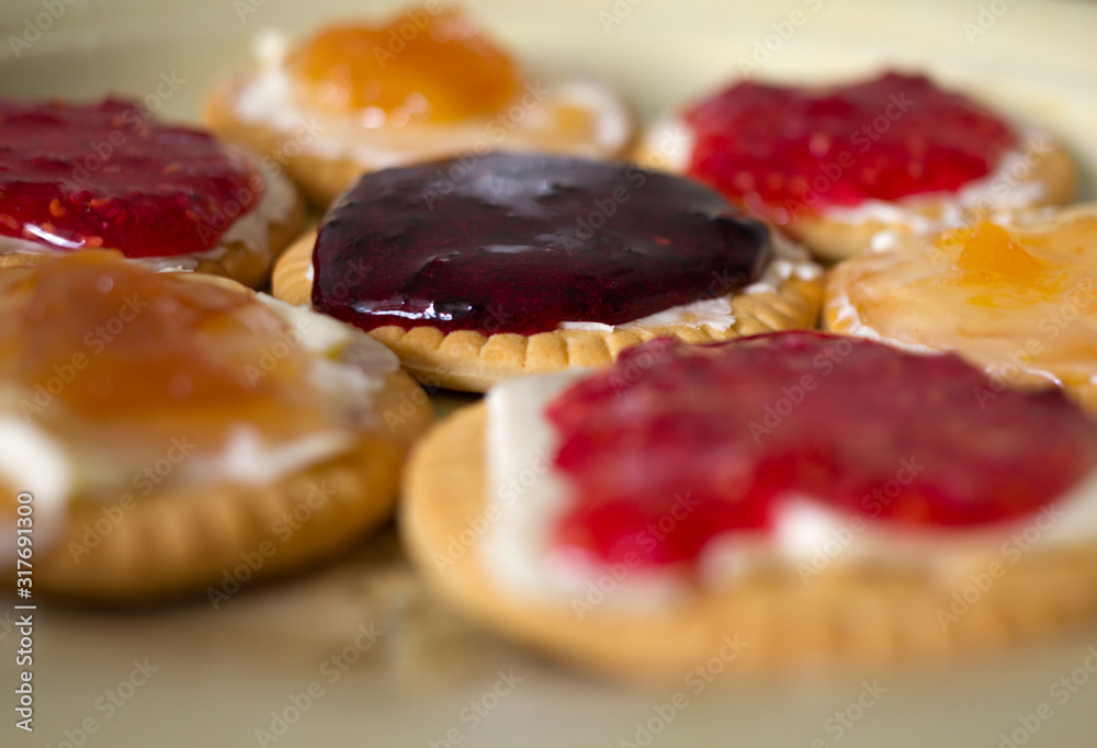 cookies with jam on a plate in the morning cookies with jam on a plate in the morning