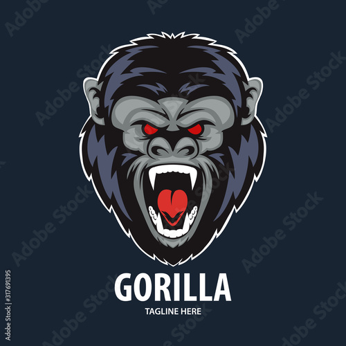 Fototapeta Naklejka Na Ścianę i Meble -  Mascot of angry gorilla head. Vector illustration