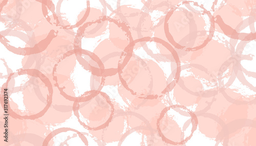 Faded hand drawn circles geometry fabric print. Circular splotch overlapping elements vector 