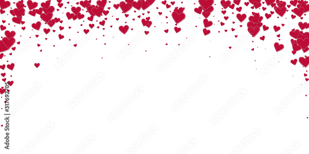 Red heart love confettis. Valentine's day falling 