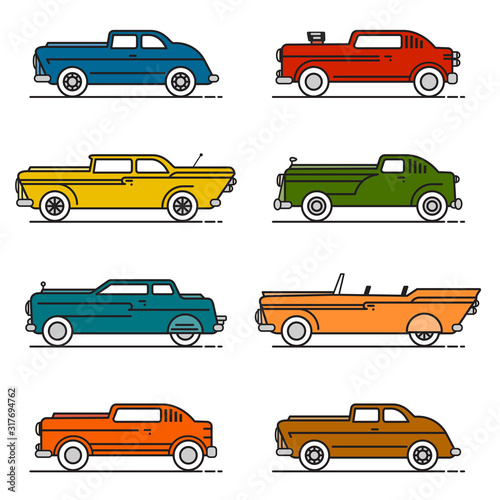 Vector vintage car icons collection