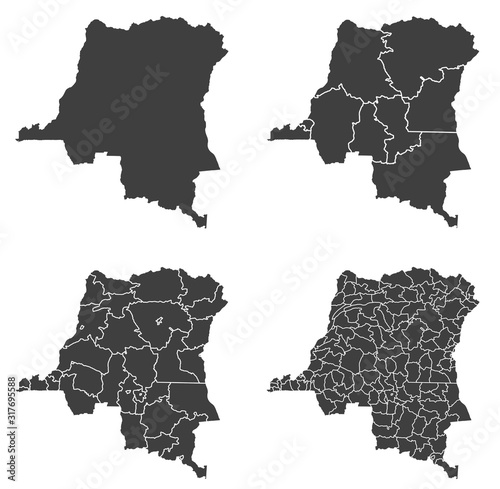 The Democratic Republic of the Congo map with regional division