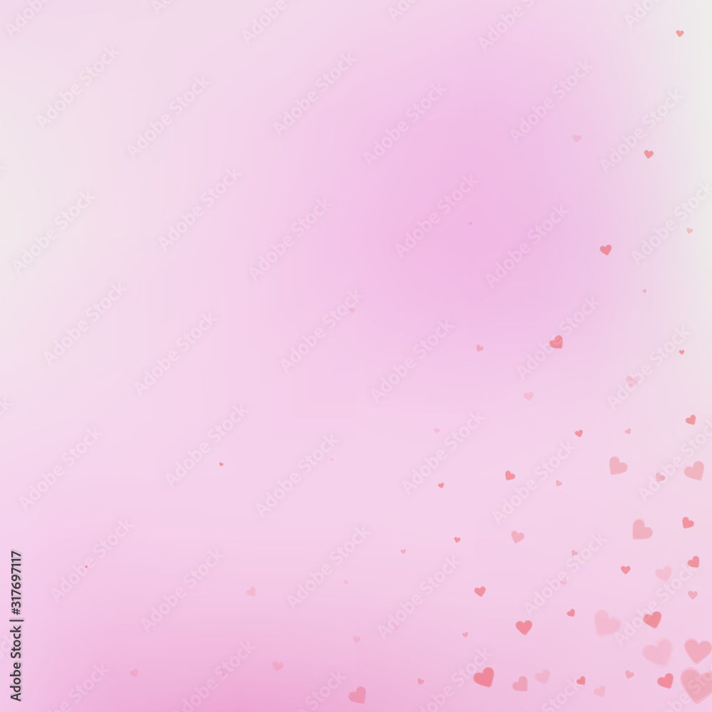 Red heart love confettis. Valentine's day corner n Red heart love confettis. Valentine's day corner n