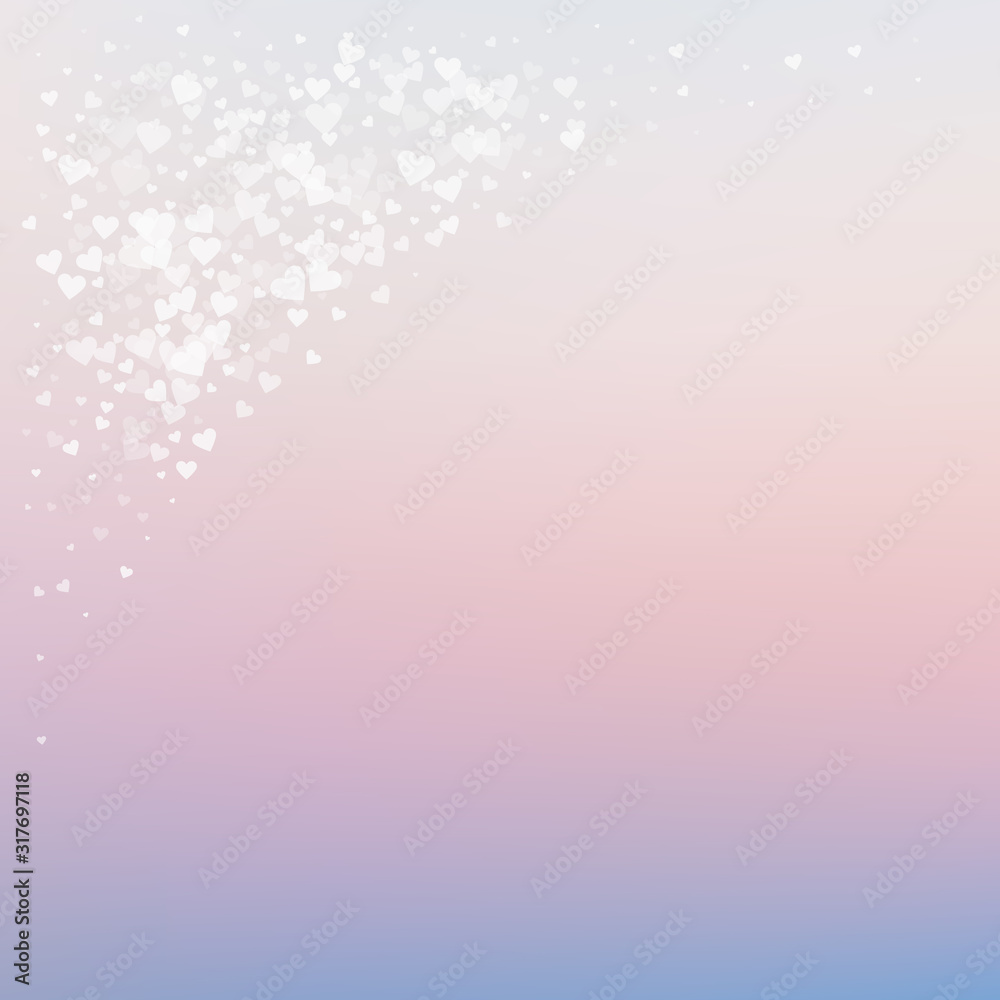 White heart love confettis. Valentine's day corner White heart love confettis. Valentine's day corner