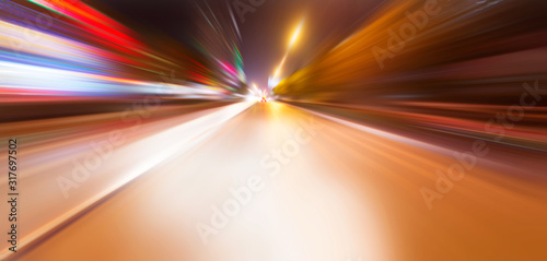 Fototapeta Naklejka Na Ścianę i Meble -  acceleration speed motion on night road