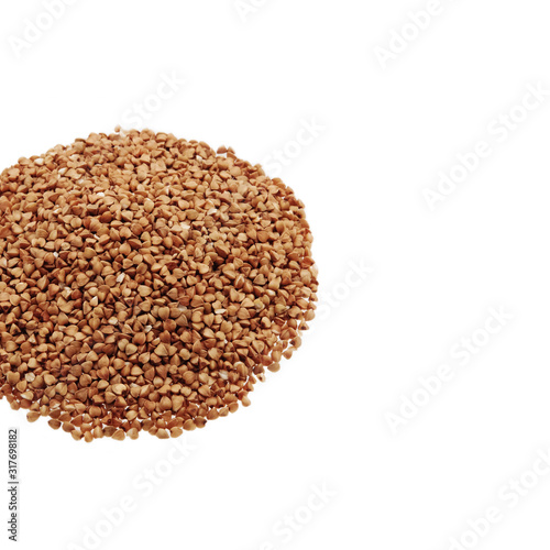 Buckwheat seeds closeup isolated on white background.
