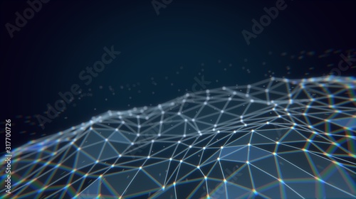 Abstract point wave background. Connection dots structure. Polygonal abstract background. Plexus concept art.