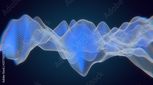 Abstract wave background. Connection dots structure. Polygonal abstract background. Plexus concept art. © volodyar