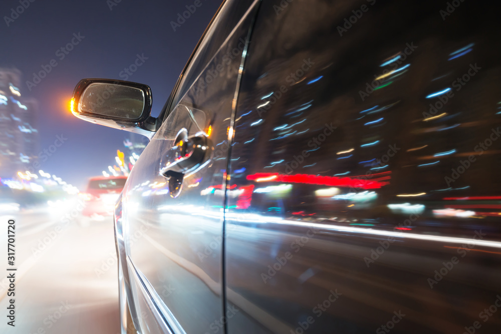 Fototapeta premium car on the road with motion blur background
