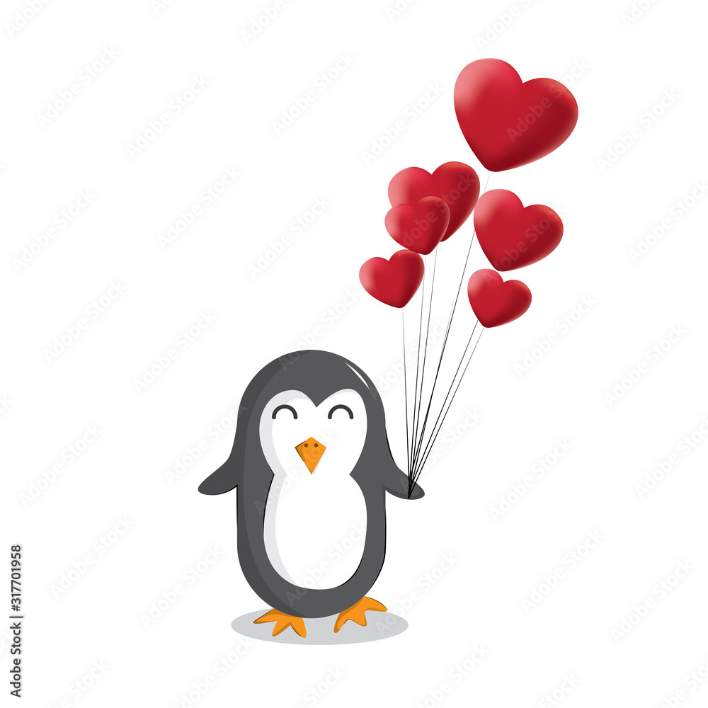 Obraz premium valentine celebration and vector penguin character