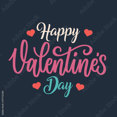 Valentines day background with heart pattern and typography of happy valentines day text . Vector illustration. Wallpaper, flyers, invitation, posters, brochure, banners