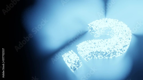 Question mark sign and symbol glow futuristic particle 3D rendering cube polygon pattern, Doubt privacy and security technology concept design on black background animation 4K with copy space