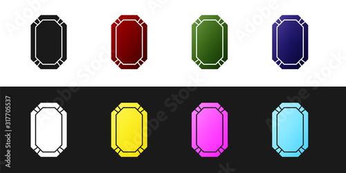 Set Poker table icon isolated on black and white background. Vector Illustration