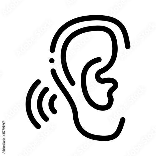 Hears Sound Icon Vector. Outline Hears Sound Sign. Isolated Contour Symbol Illustration