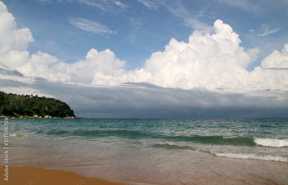 Karon beach, tranquil sea and wonderful cloudy sky, Phuket, Thailand