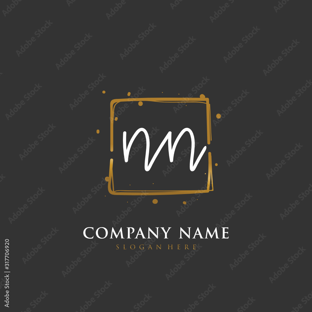 Handwritten initial letter N NN for identity and logo. Vector logo template with handwriting and signature style. Handwritten initial letter N NN for identity and logo. Vector logo template with handwriting and signature style.