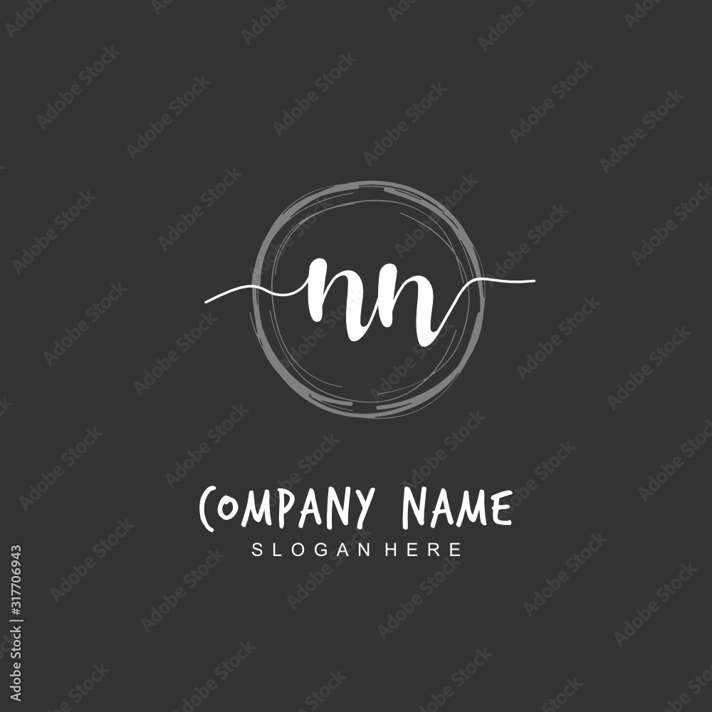 Handwritten initial letter N NN for identity and logo. Vector logo template with handwriting and signature style. Handwritten initial letter N NN for identity and logo. Vector logo template with handwriting and signature style.