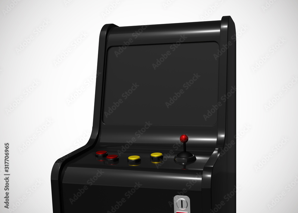 Fototapeta premium Arcade Machine Retro Gaming Style With Joystick and Buttons 3D Render