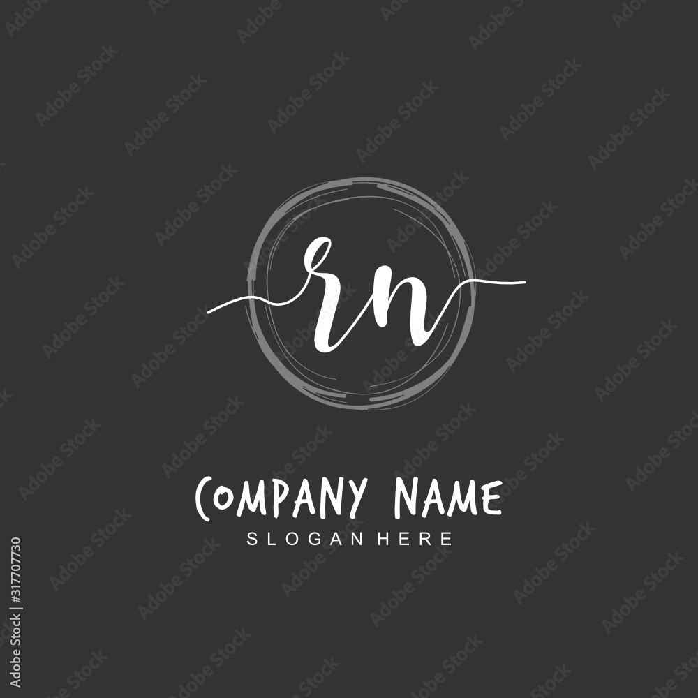 Handwritten initial letter R N RN for identity and logo. Vector logo template with handwriting and signature style. Handwritten initial letter R N RN for identity and logo. Vector logo template with handwriting and signature style.