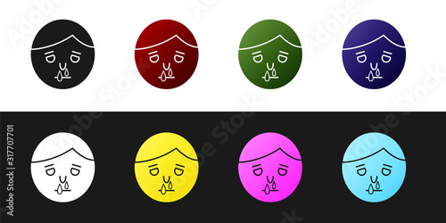 Set Runny nose icon isolated on black and white background. Rhinitis symptoms, treatment. Nose and sneezing. Nasal diseases. Vector Illustration