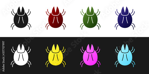 Set Parasite mite icon isolated on black and white background. Vector Illustration