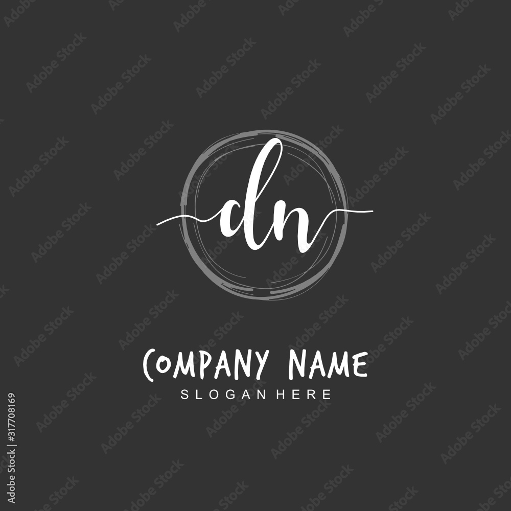 Handwritten initial letter D N DN for identity and logo. Vector logo template with handwriting and signature style. Handwritten initial letter D N DN for identity and logo. Vector logo template with handwriting and signature style.