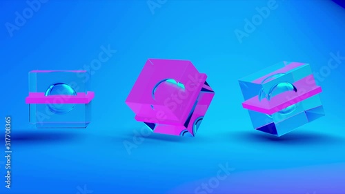 Abstract 3d rendering with cubes, animated background with moving geometric shapes.  Seamless 4k video.