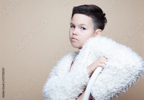 Portrait of stylish asian kid photo