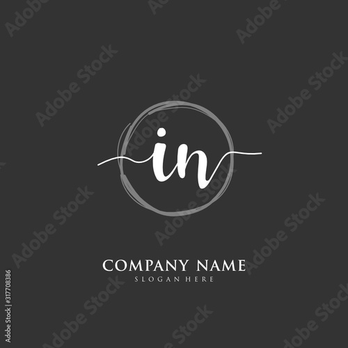 Handwritten initial letter I N IN for identity and logo. Vector logo template with handwriting and signature style. © D'Graphic Studio
