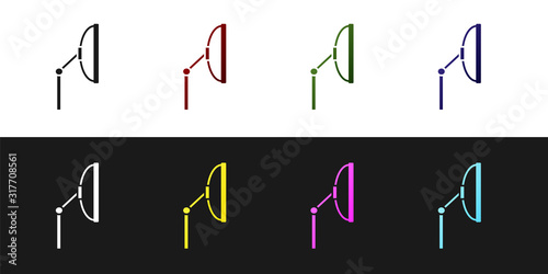 Set Windscreen wiper icon isolated on black and white background. Vector Illustration