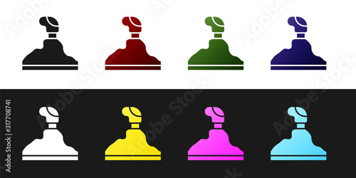 Set Gear shifter icon isolated on black and white background. Transmission icon. Vector Illustration