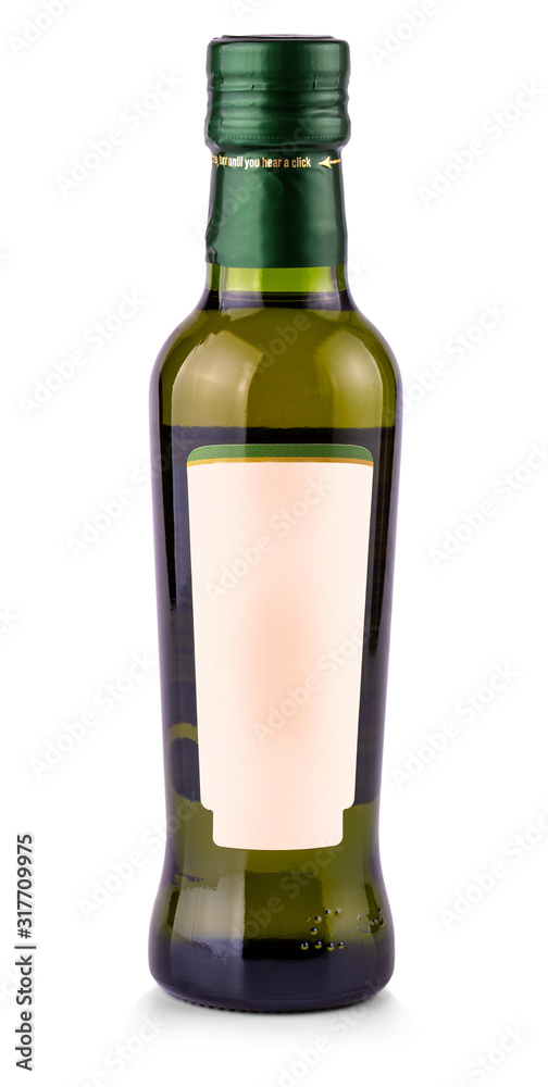 Olive oil bottle with blank label isolated on white background Olive oil bottle with blank label isolated on white background