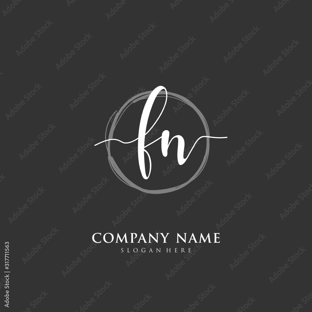 Fototapeta premium Handwritten initial letter F N FN for identity and logo. Vector logo template with handwriting and signature style.