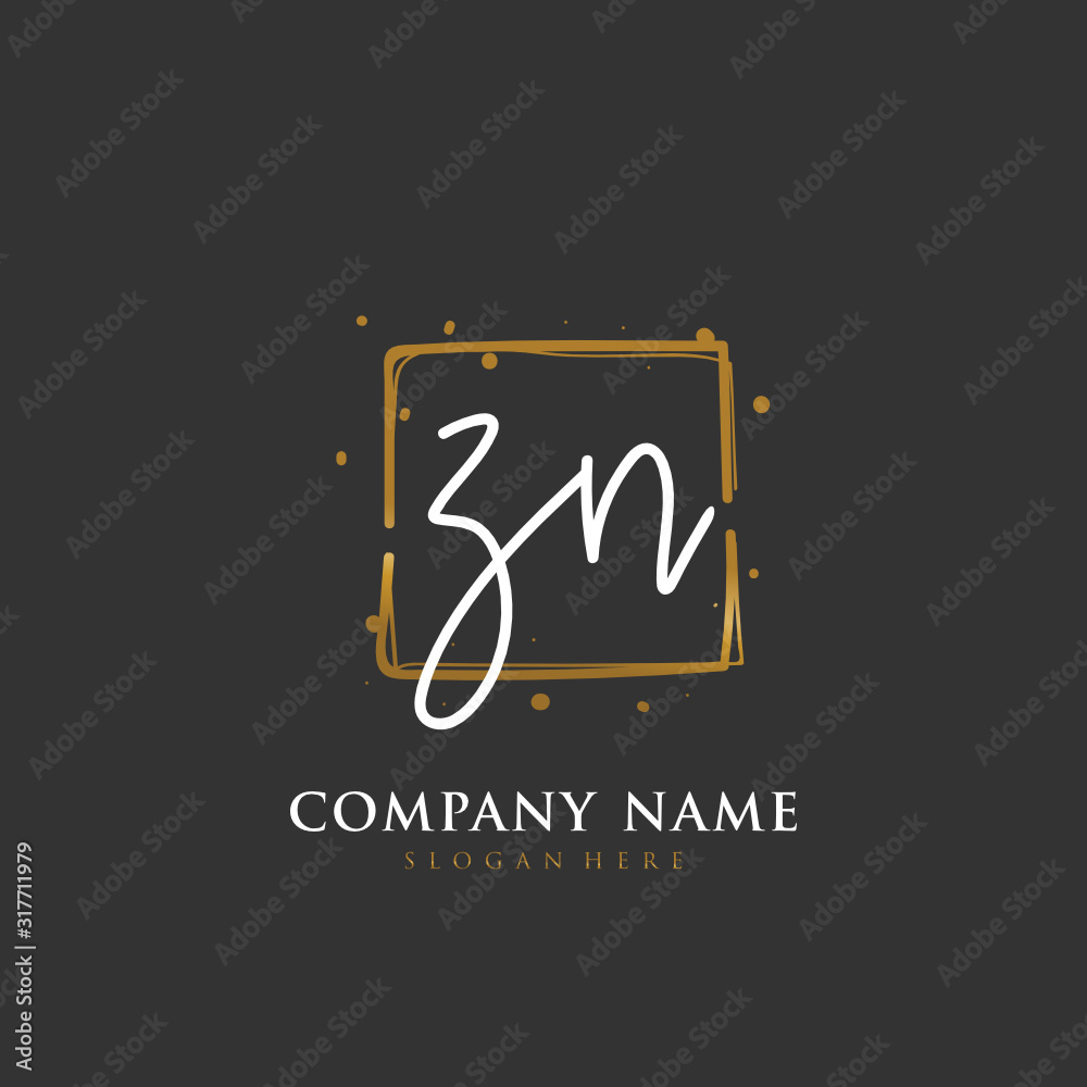 Handwritten initial letter Z N ZN for identity and logo. Vector logo template with handwriting and signature style. Handwritten initial letter Z N ZN for identity and logo. Vector logo template with handwriting and signature style.