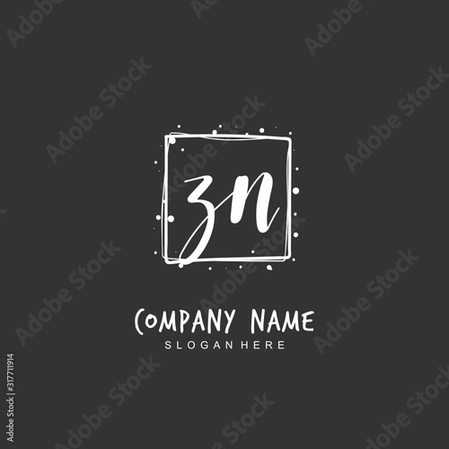 Handwritten initial letter Z N ZN for identity and logo. Vector logo template with handwriting and signature style.