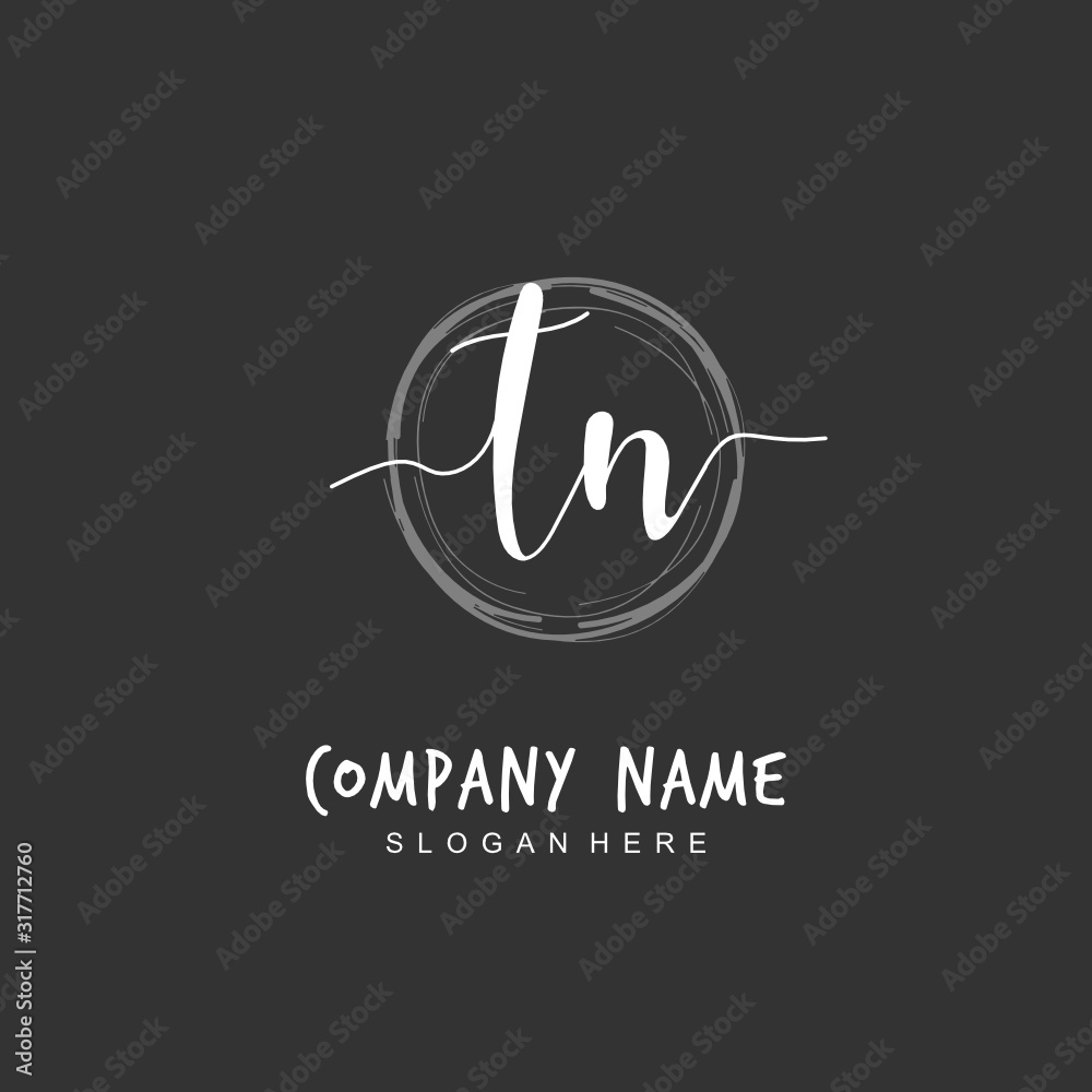 Handwritten initial letter T N TN for identity and logo. Vector logo template with handwriting and signature style. Handwritten initial letter T N TN for identity and logo. Vector logo template with handwriting and signature style.