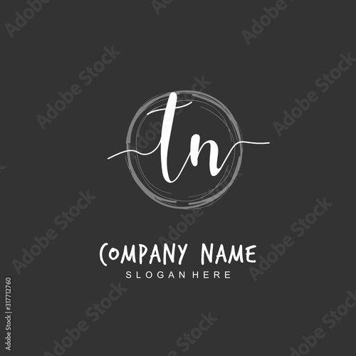 Handwritten initial letter T N TN for identity and logo. Vector logo template with handwriting and signature style.