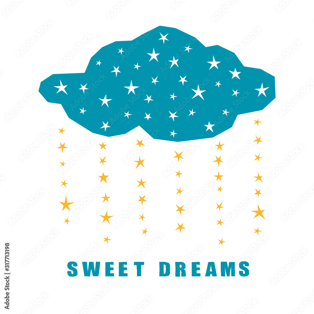 Naklejka premium Handmade childish paper cut cloud background. Simple graphic cloud artwork for use in design for birthday card, party invitation, shop sale poster etc..