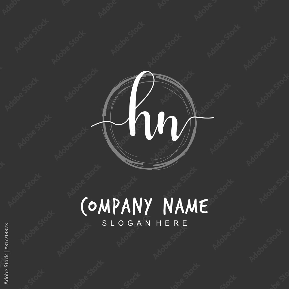 Handwritten initial letter H N HN for identity and logo. Vector logo template with handwriting and signature style. Handwritten initial letter H N HN for identity and logo. Vector logo template with handwriting and signature style.