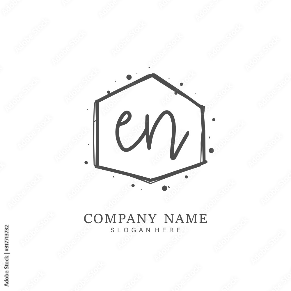 Handwritten initial letter E N EN for identity and logo. Vector logo template with handwriting and signature style. Handwritten initial letter E N EN for identity and logo. Vector logo template with handwriting and signature style.