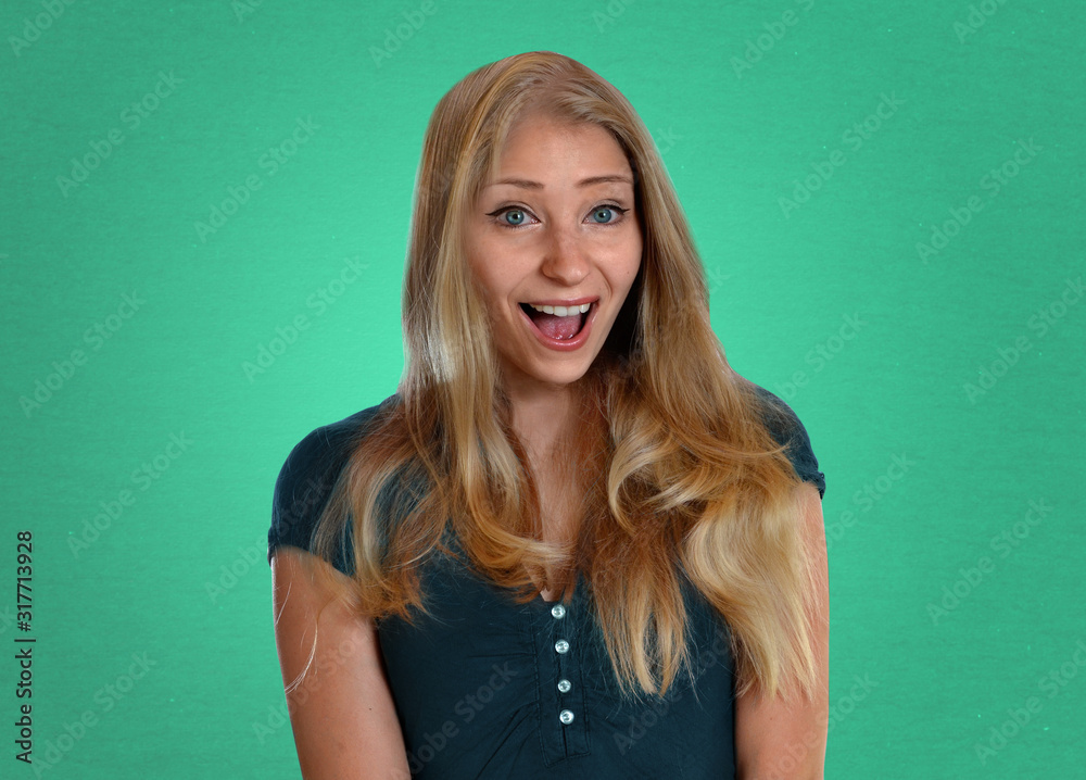 Fototapeta premium woman is very happy and surprised euphoria