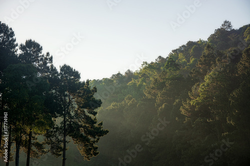 Morning light at Pang Ung, Mae Hong Son in Thailand.