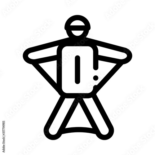 Skier Icon Vector. Outline Skier Sign. Isolated Contour Symbol Illustration