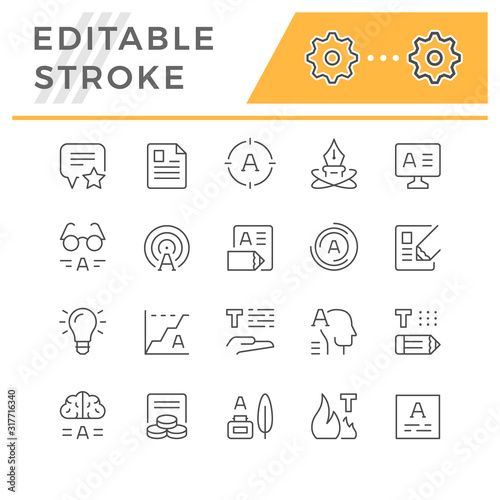 Set line icons of copywriting