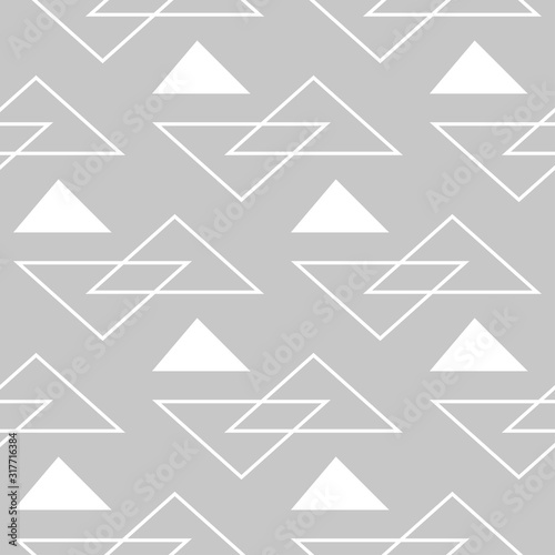 Geometric seamless background. Gray and white backdrop with triangle pattern