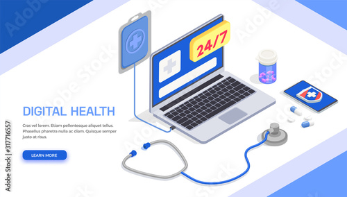 Digital Health Isometric Background