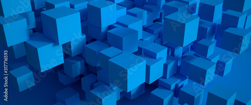 Abstract blue cubic background photo