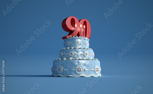 Birthday cake ninety anniversary