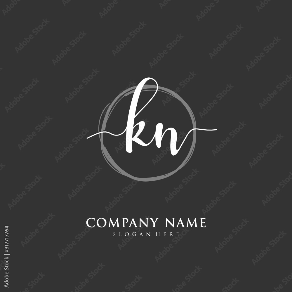 Handwritten initial letter K N KN for identity and logo. Vector logo template with handwriting and signature style. Handwritten initial letter K N KN for identity and logo. Vector logo template with handwriting and signature style.